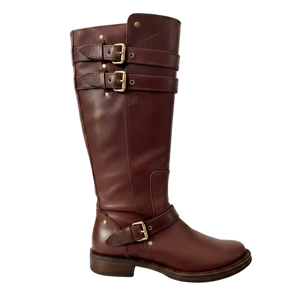 UGG Gillespie 1001999 Brown Leather Tall Riding Moto Boots Women’s Size 6